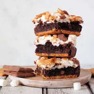 Brownie S’mores Bars stacked